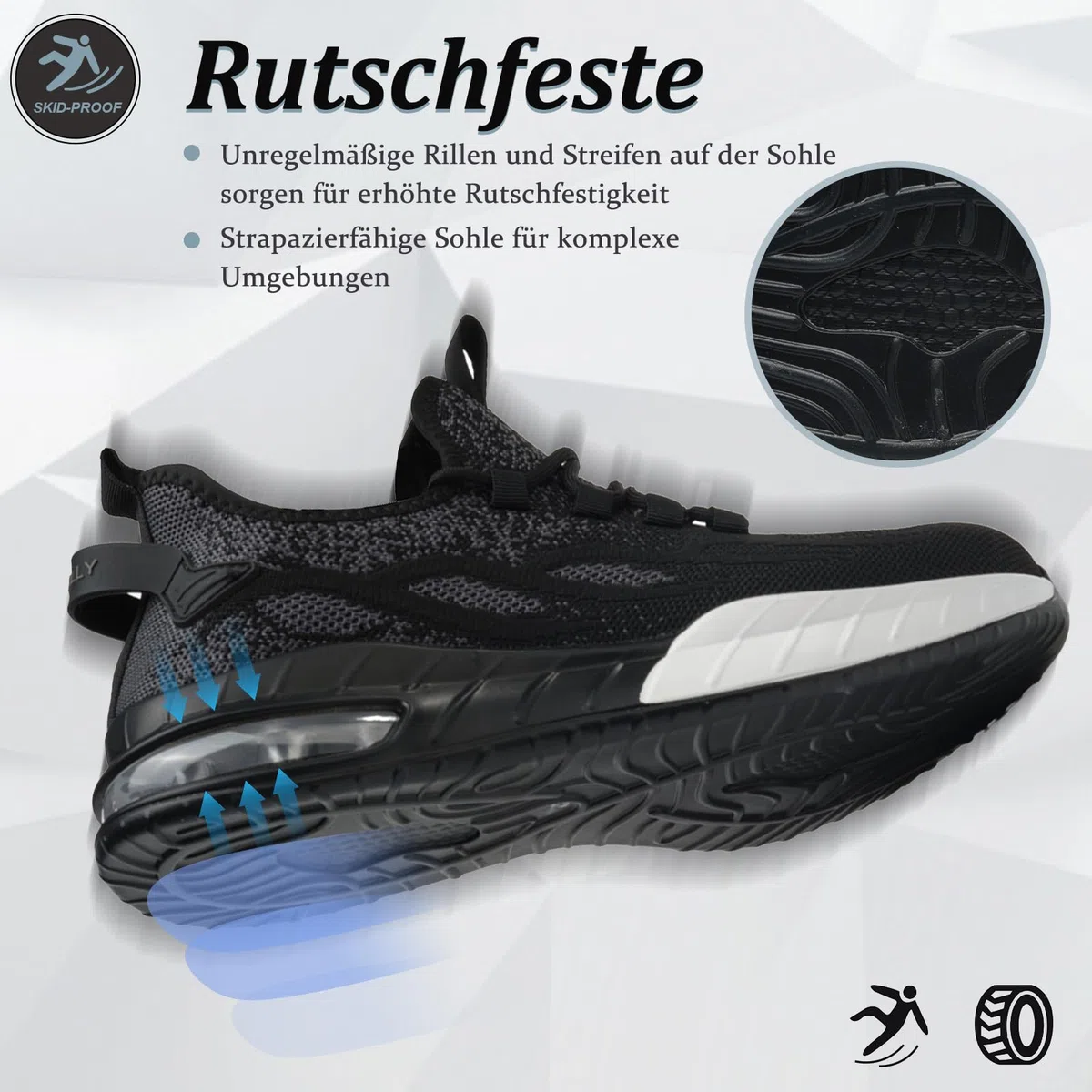 Sicherheitsschuhe Damen Leicht Sportlich Arbeitsschuhe Herren Atmungsaktiv Stahlkappenschuhe rutschfest Schutzschuhe mit Stahlkappe