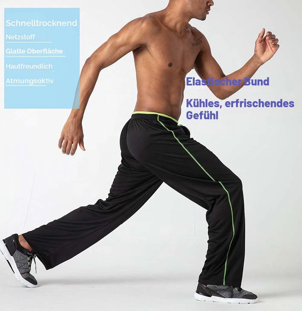 KEFITEVD Herren Leichte Jogginghose mit Zip-Taschen Offen Beinabschluss Trainingshose Meshgewebe Lange Atmungsaktiv Sporthose Weich Sweathose