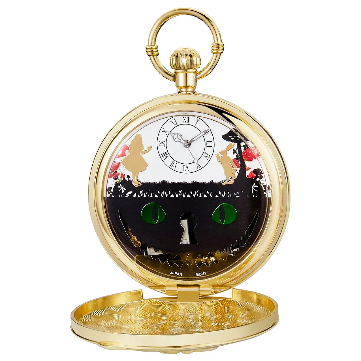 Tiong Alice im Wunderland Taschenuhr Spieluhr Spieluhr mit Handkurbel Musik Uhr mit Kette Geburtstag Abschluss Geschenke