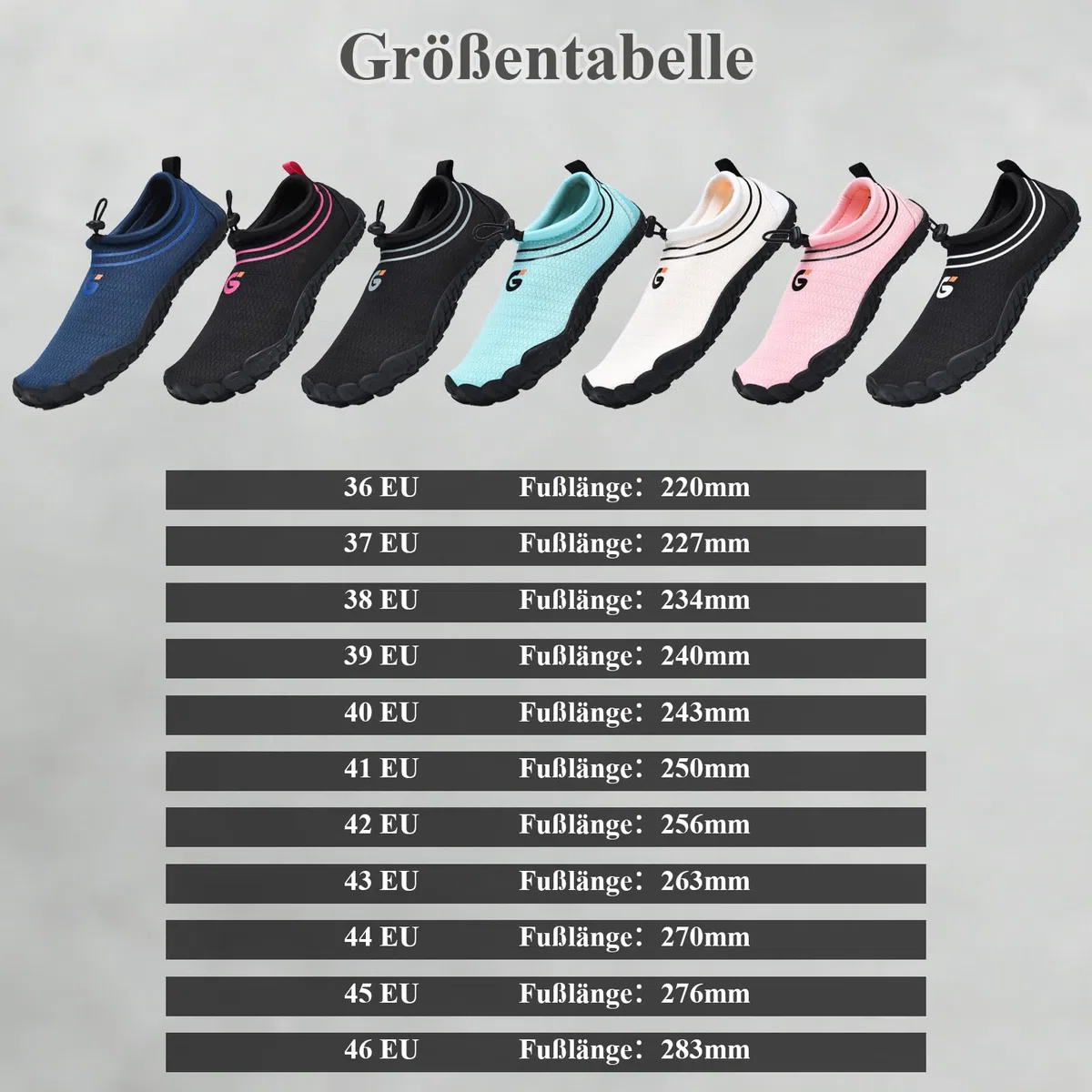 Wasserschuhe Damen Schwimmschuhe Herren Aquaschuhe Badeschuhe Barfußschuhe Schnell Trocknend Strandschuhe Atmungsaktive rutschfeste 36-46EU