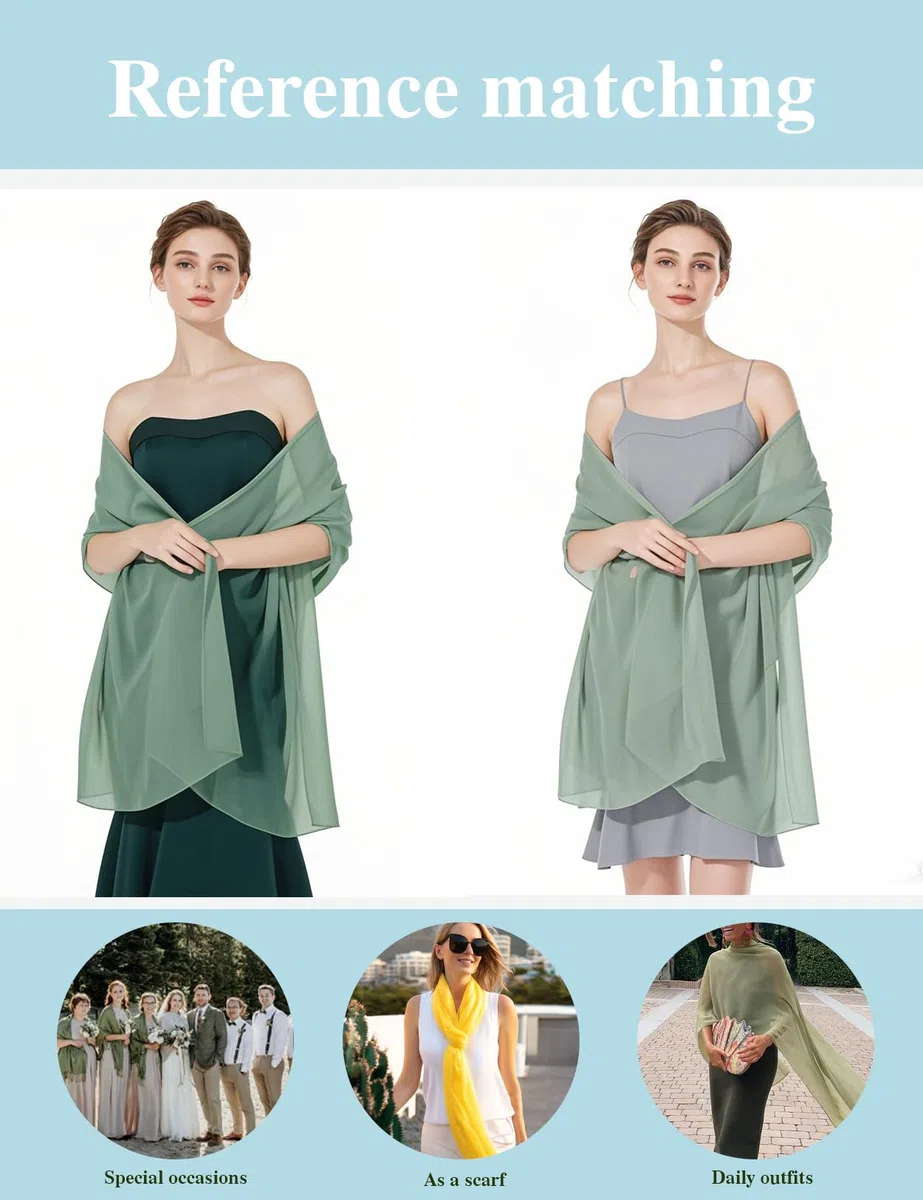 BEAUTELICATE Chiffon Schal Stola Damen Festlich Elegante Tücher Schultertuch Stola für Abendkleider Braut Festlich Sommer Hochzeits