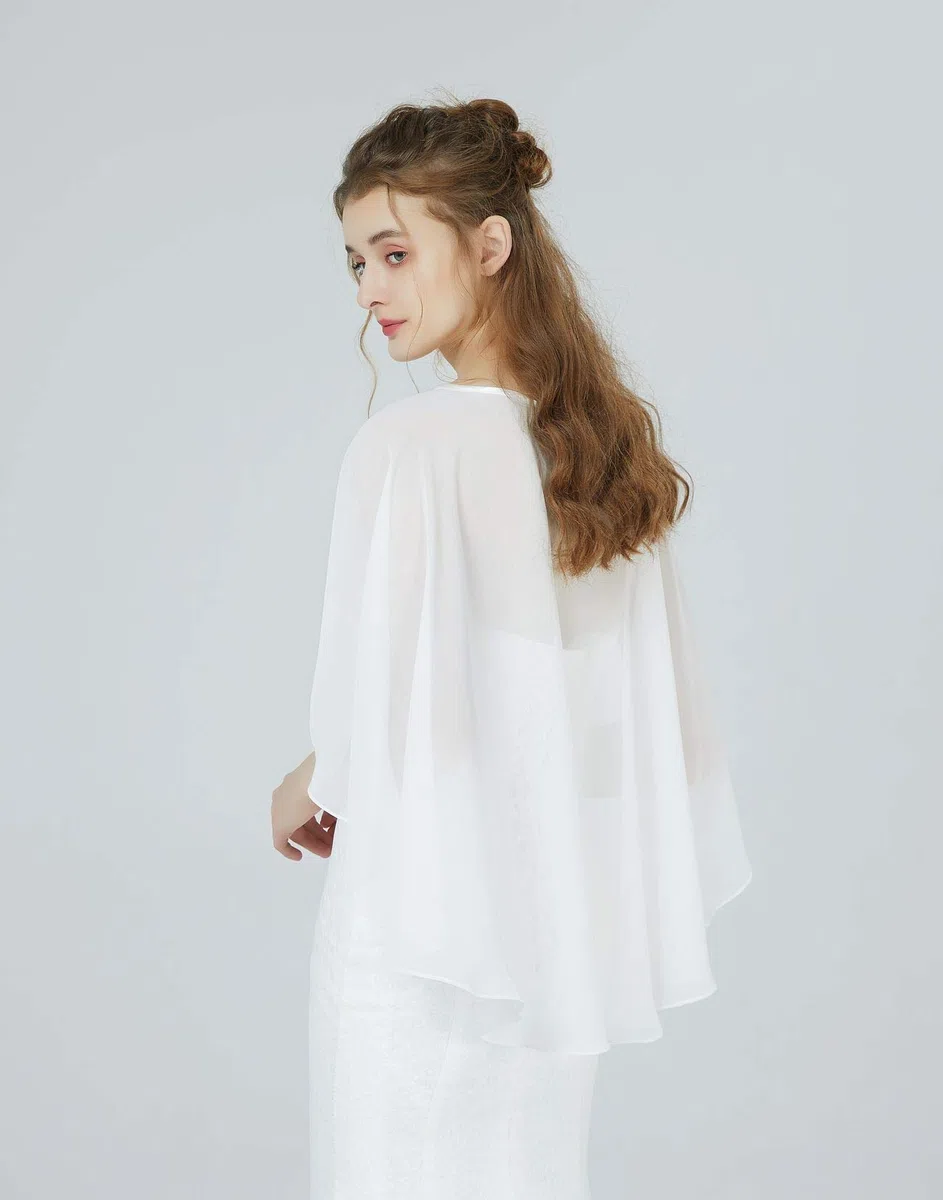 BEAUTELICATE Chiffon Stola Damen Festlich Chiffon Schal Cape Bolero Strickjacke für Hochzeit Braut Abendkleid Brautkleid Sommer