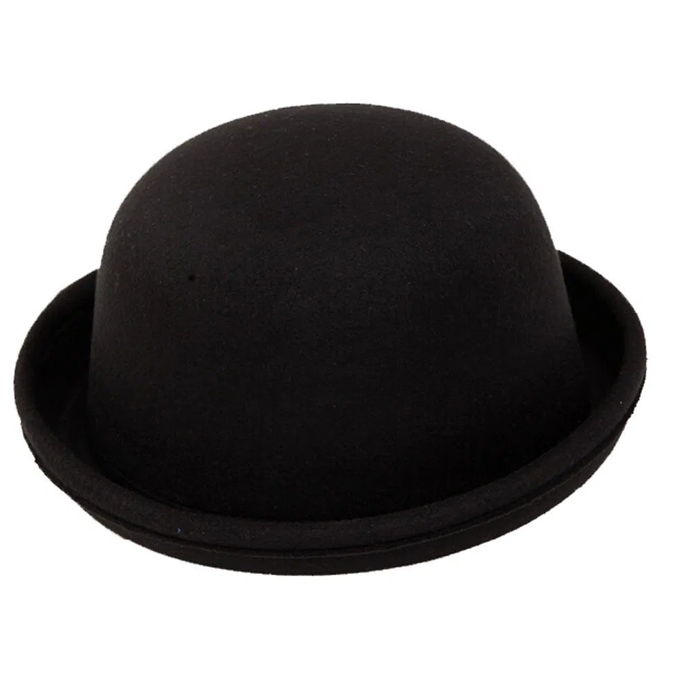Butterme Kids Rolle Krempe Dura Glocke Bowler Hat Winter Wolle Felt Fedora Billycock Cap Schwarz