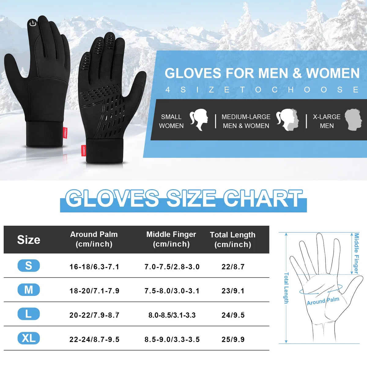 coskefy Fahrradhandschuhe Warme, Handschuhe Herren Damen Smartphone, Winterhandschuhe Outdoor Laufhandschuhe rutschfest Winddicht für Männer Frauen zum Radfahren Laufen Wandern