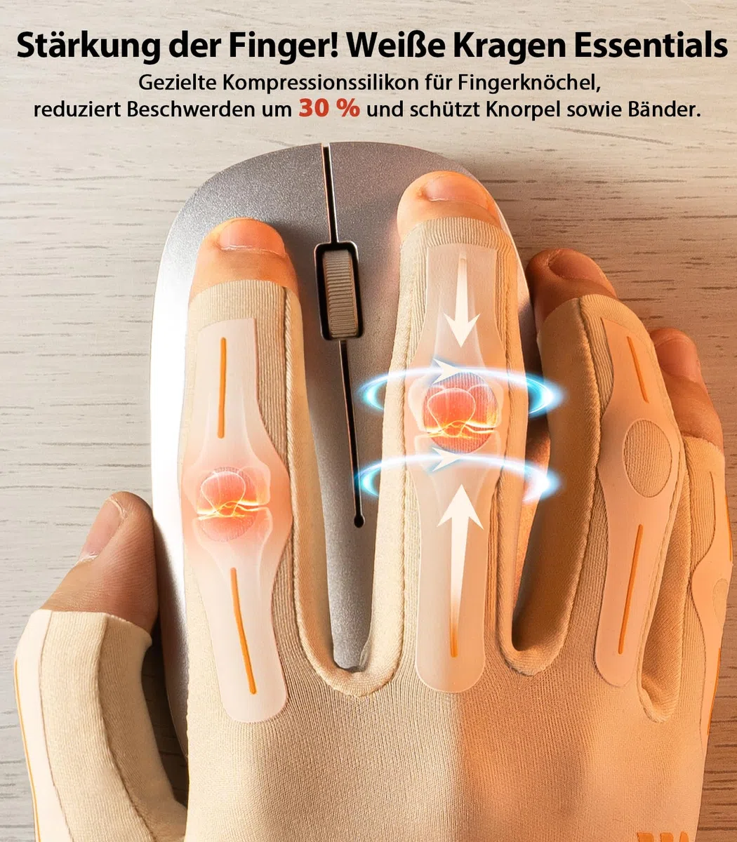 Arthritis Kompressionshandschuhe, fingerlos, hautfreundlich, rutschfest, Morgensteifheit, Unisex, Hautfarben