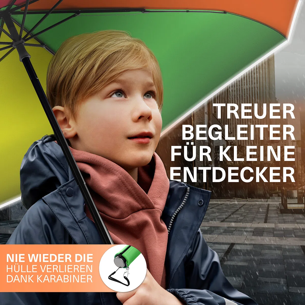 STYNGARD Regenschirm Kinder mit Sicherheitsreflektoren und Reflektorband - Kinder Regenschirm Mädchen & Junge - Kinderschirm - Schirm für Schulranzen Modell STOCKHOLM