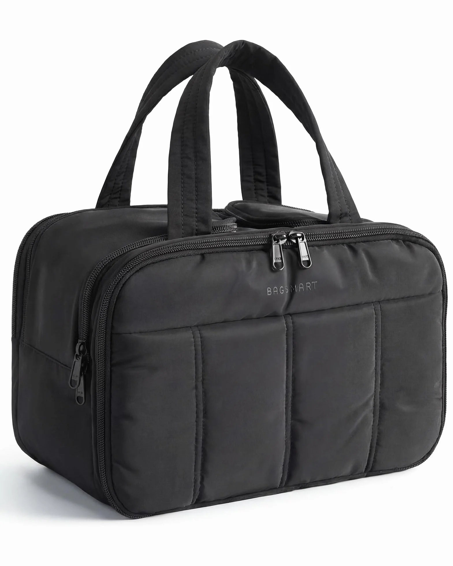 BAGSMART kulturbeutel Damen, Reise Kosmetiktasche Groß Kulturtasche zum Aufhängen für Frauen, Makeup Taschen Organizer mit Griff für Reisen, wasserdichte Waschtasche, Schwarz