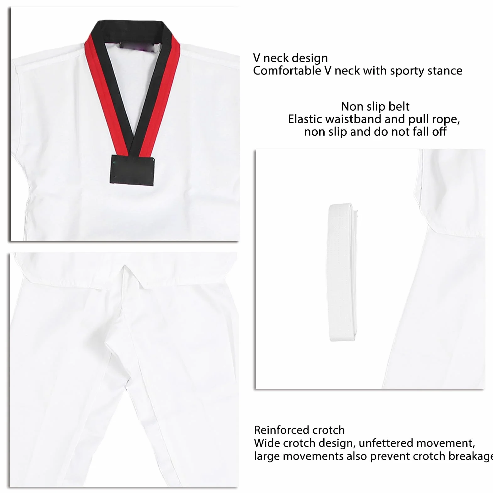 VGEBY Taekwondo-Uniform für Kinder, Bequem, Langlebig, Taekwondo-Trainingsuniform, Atmungsaktiv, Weich, für Kinder, Sport-Karate-Uniform, Kinder-Taekwondo-Dobok mit Gürtel für das