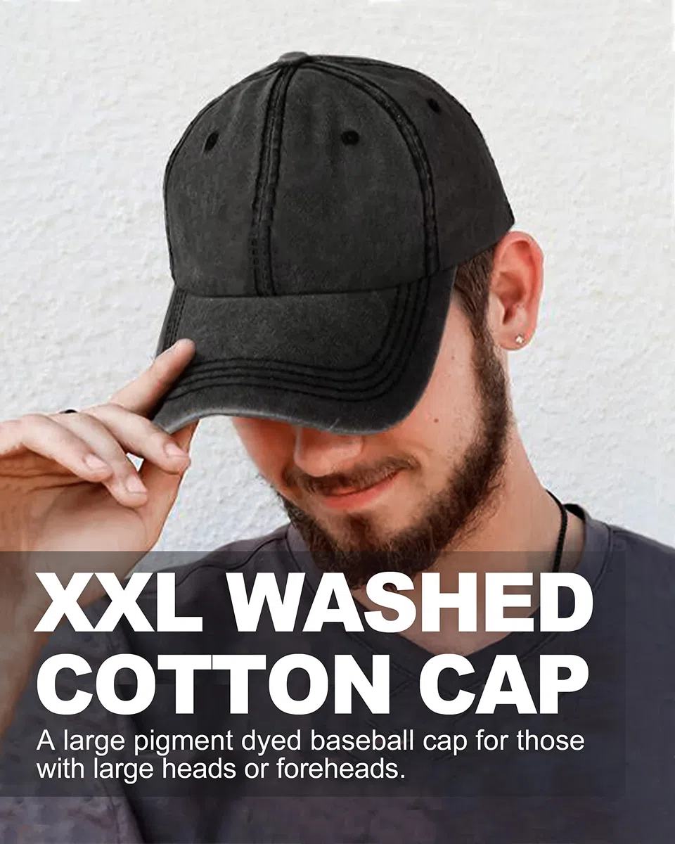 Zylioo XL/XXL Vintage Basecap Kappe Für Großen Kopf Pigment Baseballkappe Washed Cotton Baumwolle Baseball Cap Waschbare Cappy