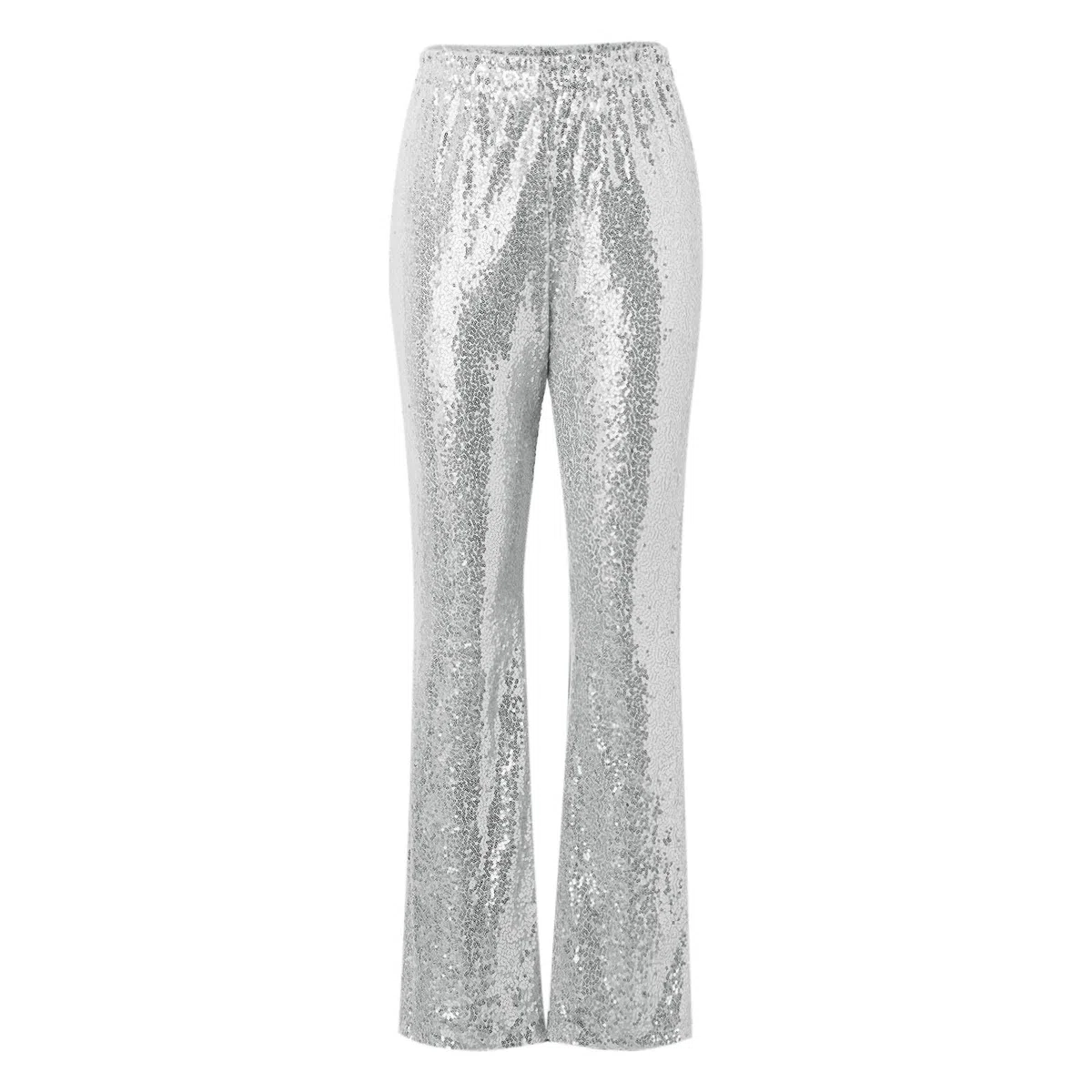 Pailettenhose Damen Outfit Silvester Damen Pailettenhose Lang Elegant Einfarbig Lange Glitzer Hose Silvester Outfit Pailletten Karneval KostüM Pailletten Hose Weites Freizeithose Elastischem Bund