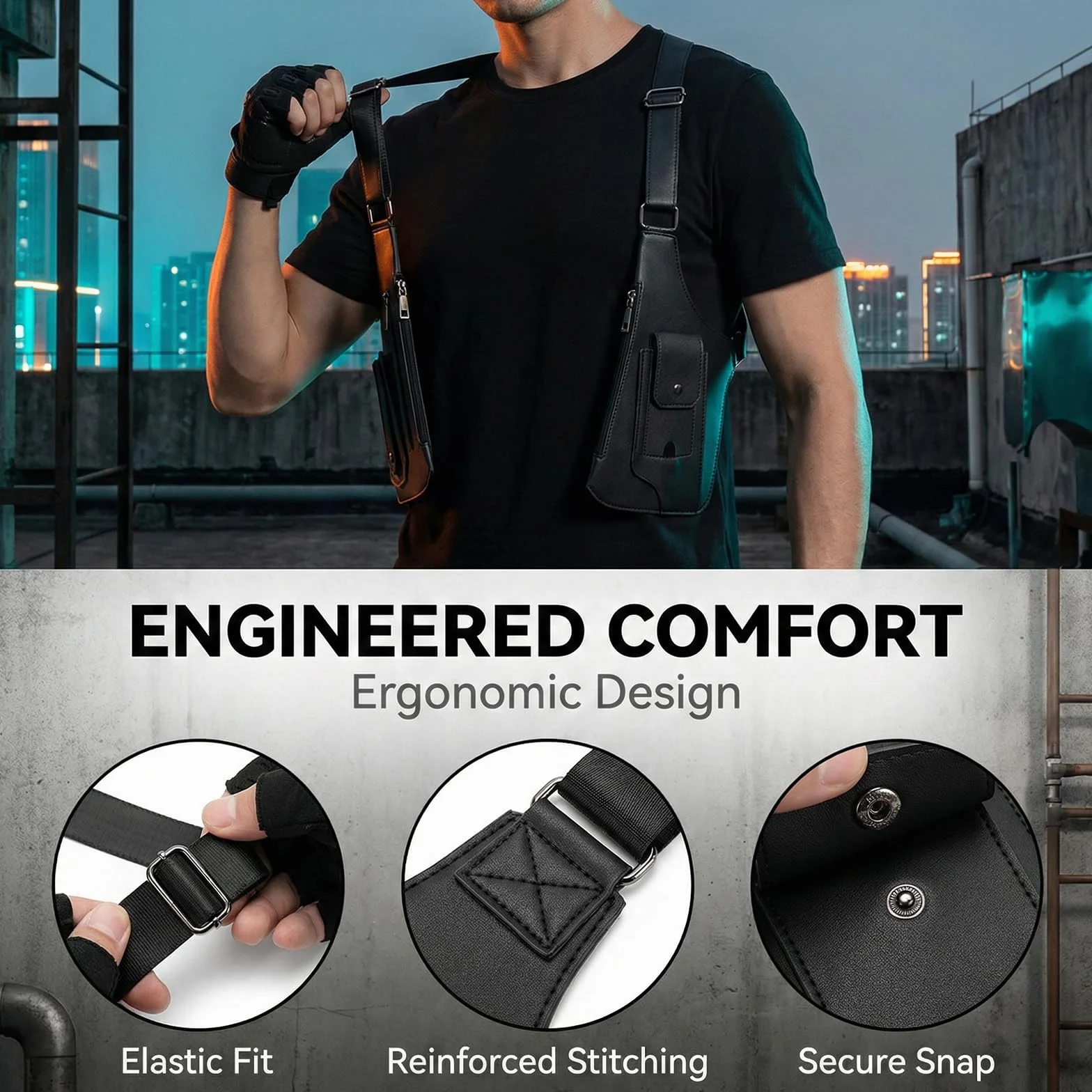 Shoulder Bag Men, Leder Umhängetasche & Diebstahlsichere Unterarmtasche