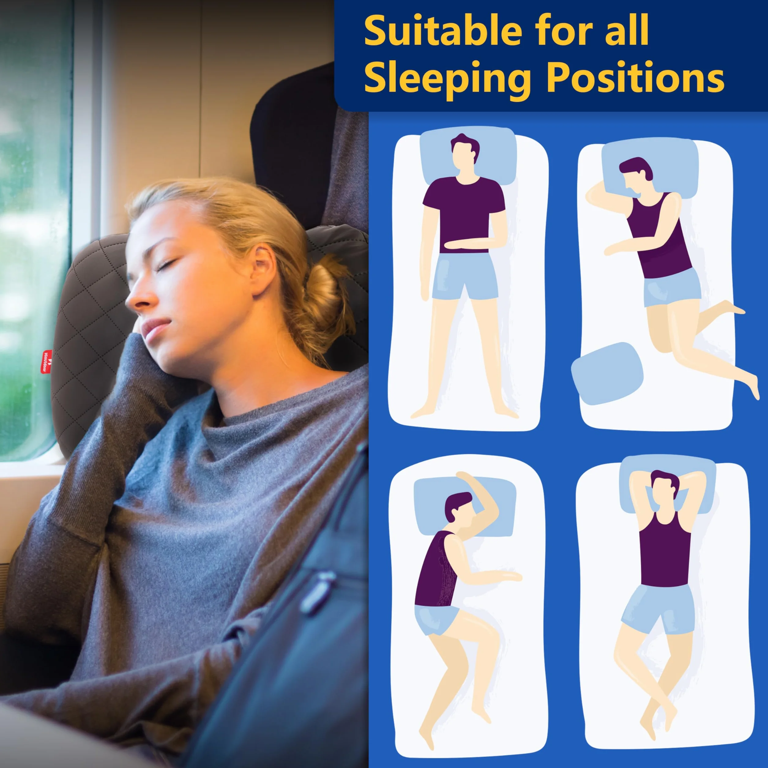 Hioutdoor Aufblasbares Kissen Kopfkissen für Camping mit Abziehbarem Kissenbezug Luftkissen Strand/Outdoor Ergonomisches Reisekissen Inflatable Travel Neck Pillow Bequemes Schlafkissen (Schwarz)