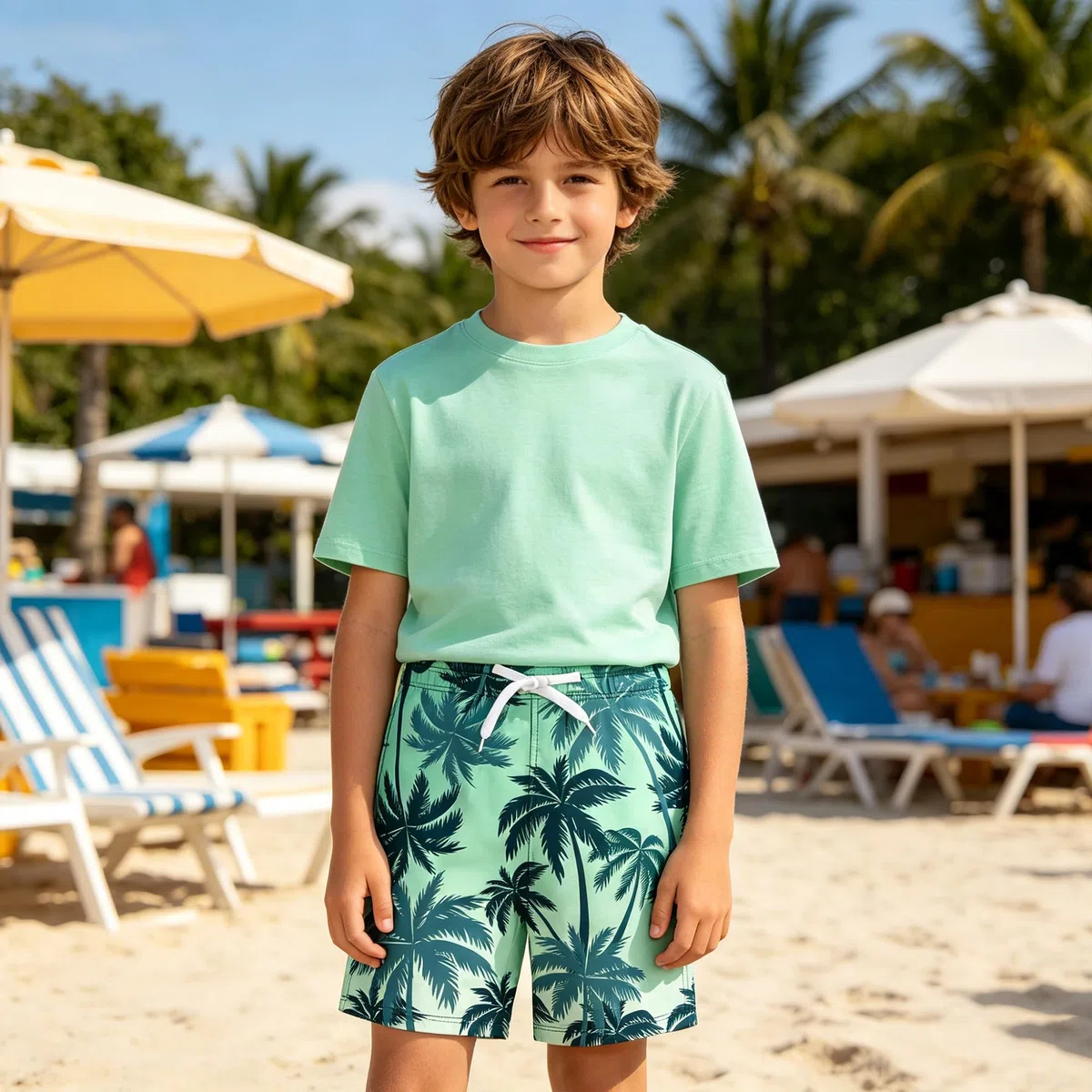 RAISEVERN Badehose Jungen Sommer Schnelltrocknen 3D Grafik Kinder Badeshorts mit Kordelzug & Taschen 7-14 Jahre