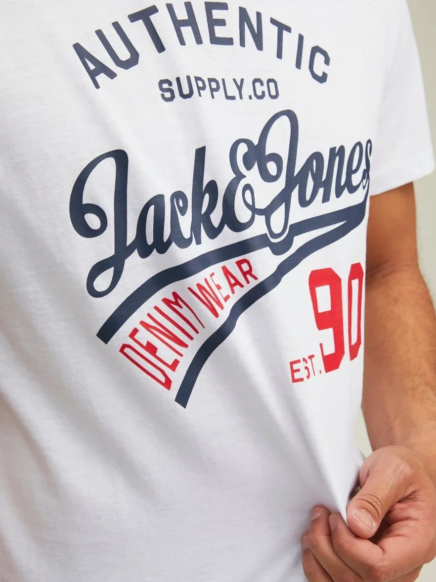 JACK & JONES Herren T-Shirt 3er Pack – Baumwolle, Rundhals, Kurzarm, mit Print – Bequeme Freizeitshirts im modernen Design