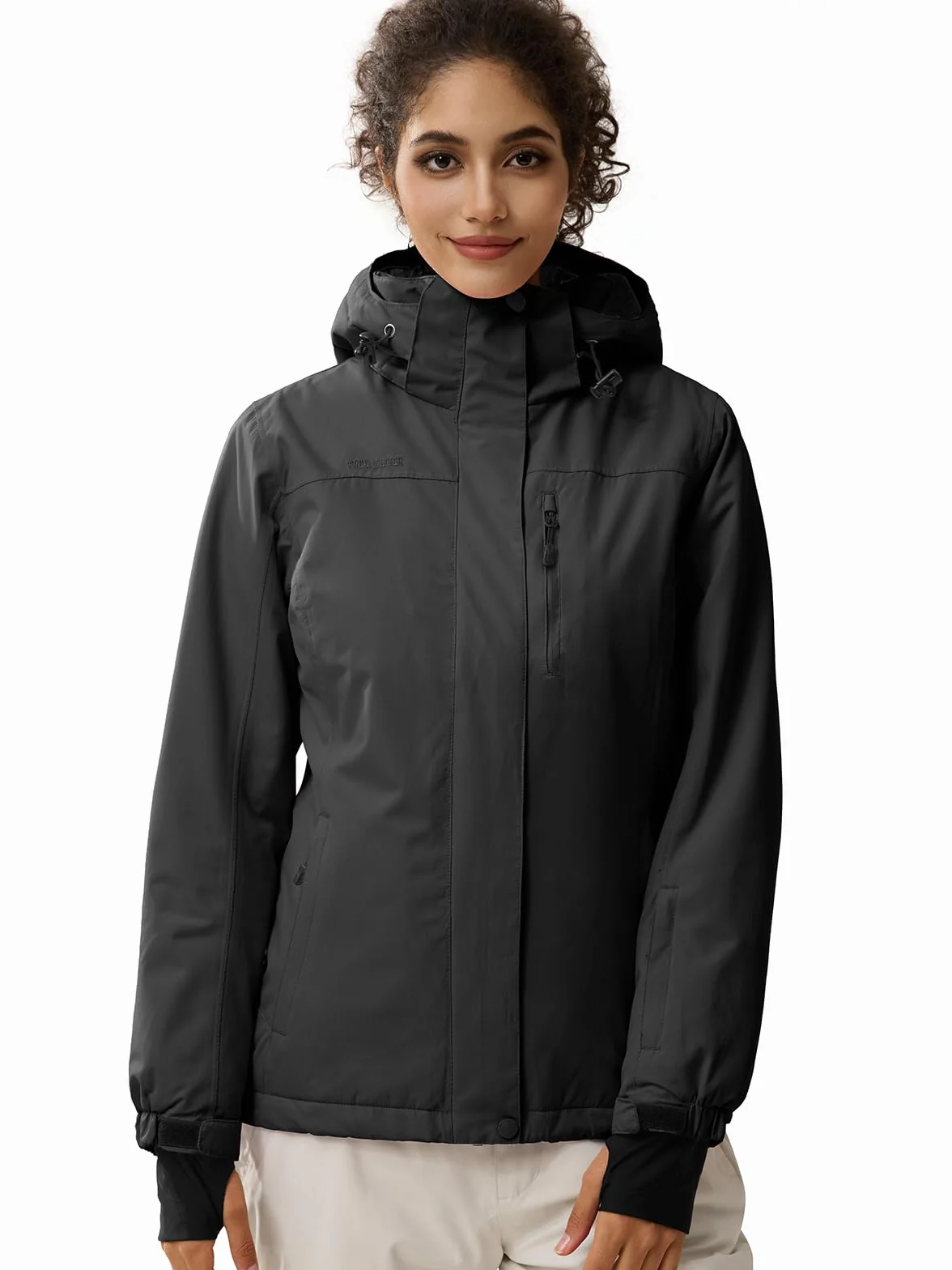FREE SOLDIER Damen Winterjacke Wasserdicht Atmungsaktiv Warme Fleece Gefütterte Ski Jacke Outdoor Winterregenjacke mit Kapuze und Vollständig Versiegelte Nähte
