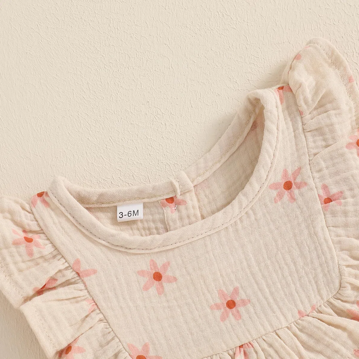 Baby Mädchen Musselin Kleidungset Kurzarm Oberteil+ Shorts Rüschen Babysets Schleife und Blumenmuster Bekleidungssets für Neuergeborene