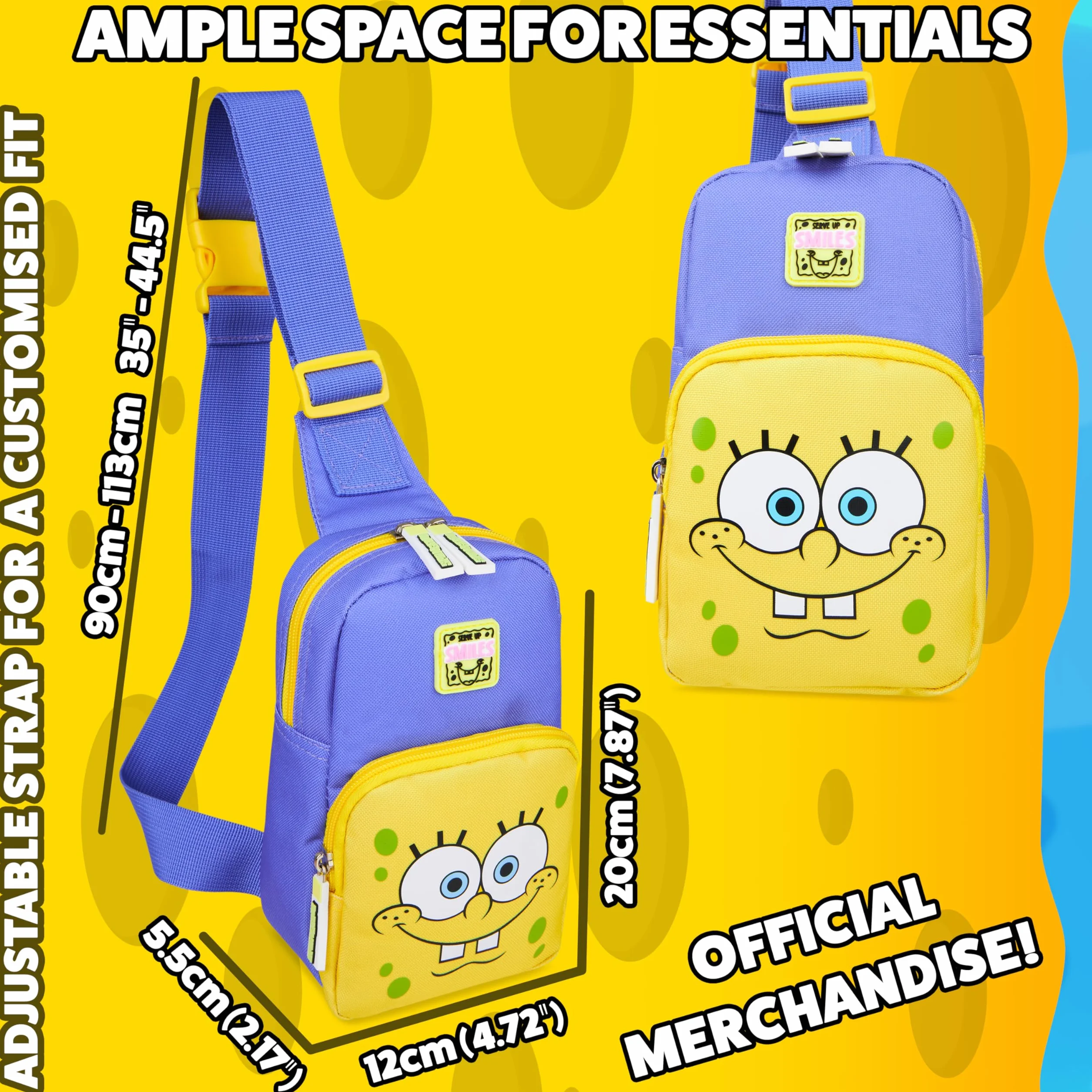 SPONGEBOB SQUAREPANTS Umhängetasche Mädchen, Tasche Kinder Teenies mit Verstellbarem Gurt