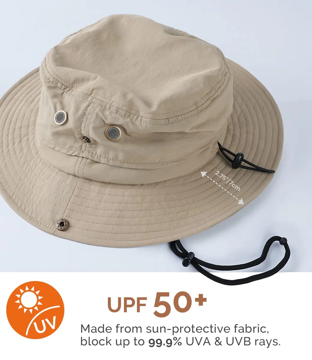 Hat Hut Sonnenhut für Herren, Wasserdichter Fischerhut, LSF 50+ breite Krempe, Regenhut, Outdoor Bucket Hat, Wandern, Allwetter