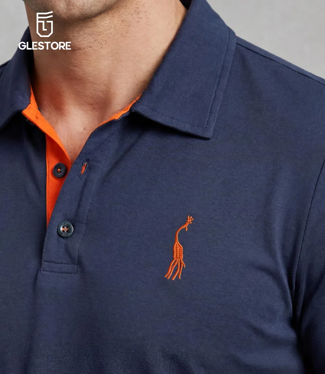 GLESTORE Poloshirt Herren Männer Hemd Herren Kurzarm Giraffe Stickerei T-Shirt Sommer Golf