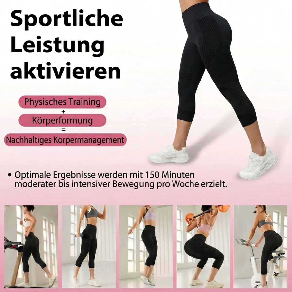 Coreex Celluflex 3D-Kompressionsleggings, Leggings Damen 3/4 LipöDem Anti Cellulite Leggings kompressionsleggins Damen High Waist Push-Up Trousers Yoga Fitness Sportleggins Sommerhose