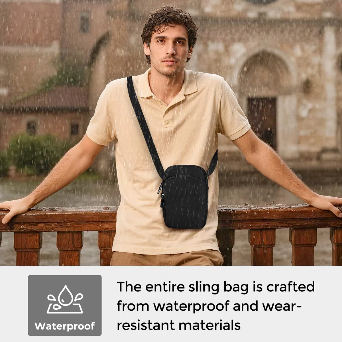 Anti Diebstahl Umhängetasche Chest Crossbody Bag Herren Schultertasche mit Reißverschluss Lock, RFID-Blockierung & Wasserdicht Sling Bag Tasche Klein Handtasche