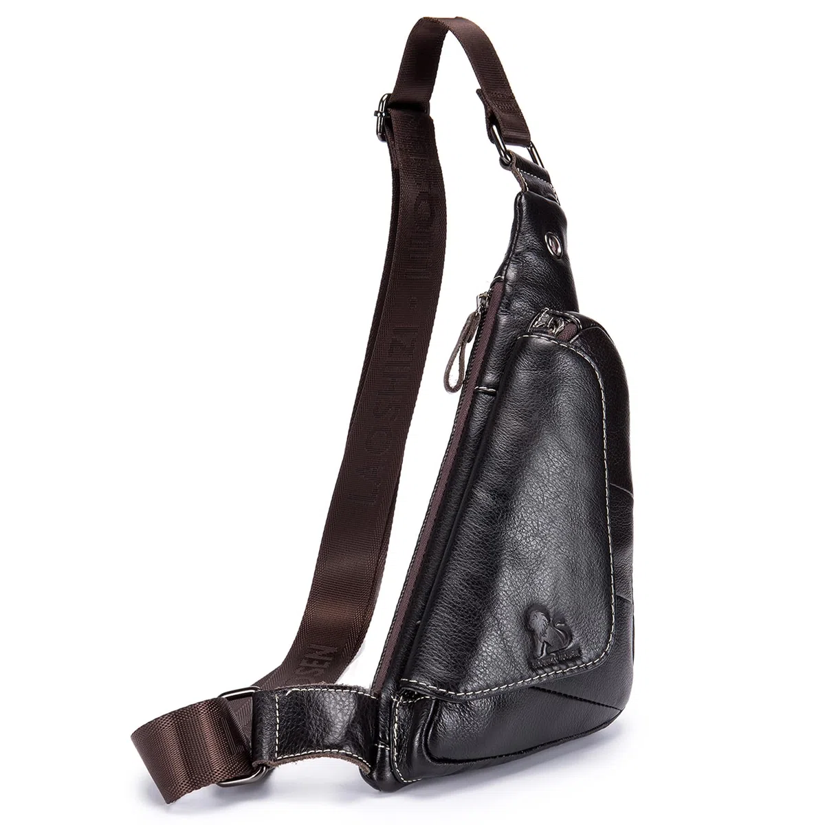 pundarika Herren Leder Brusttasche – Kleine und Stilvolle Umhängetasche als Sling Bag- - Dunkelbraun