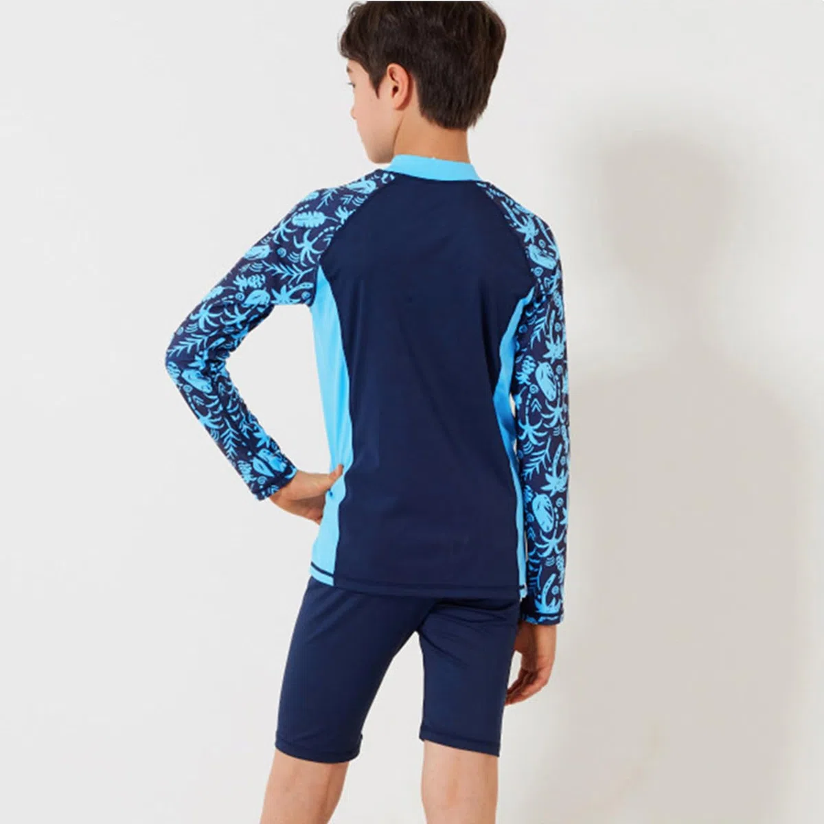 Jungen Schwimmkostüm Rash Guard Badeanzüge Set 3 Stück langärmelige Badeshirts Schnell trocknende Badeanzüge mit Badehose