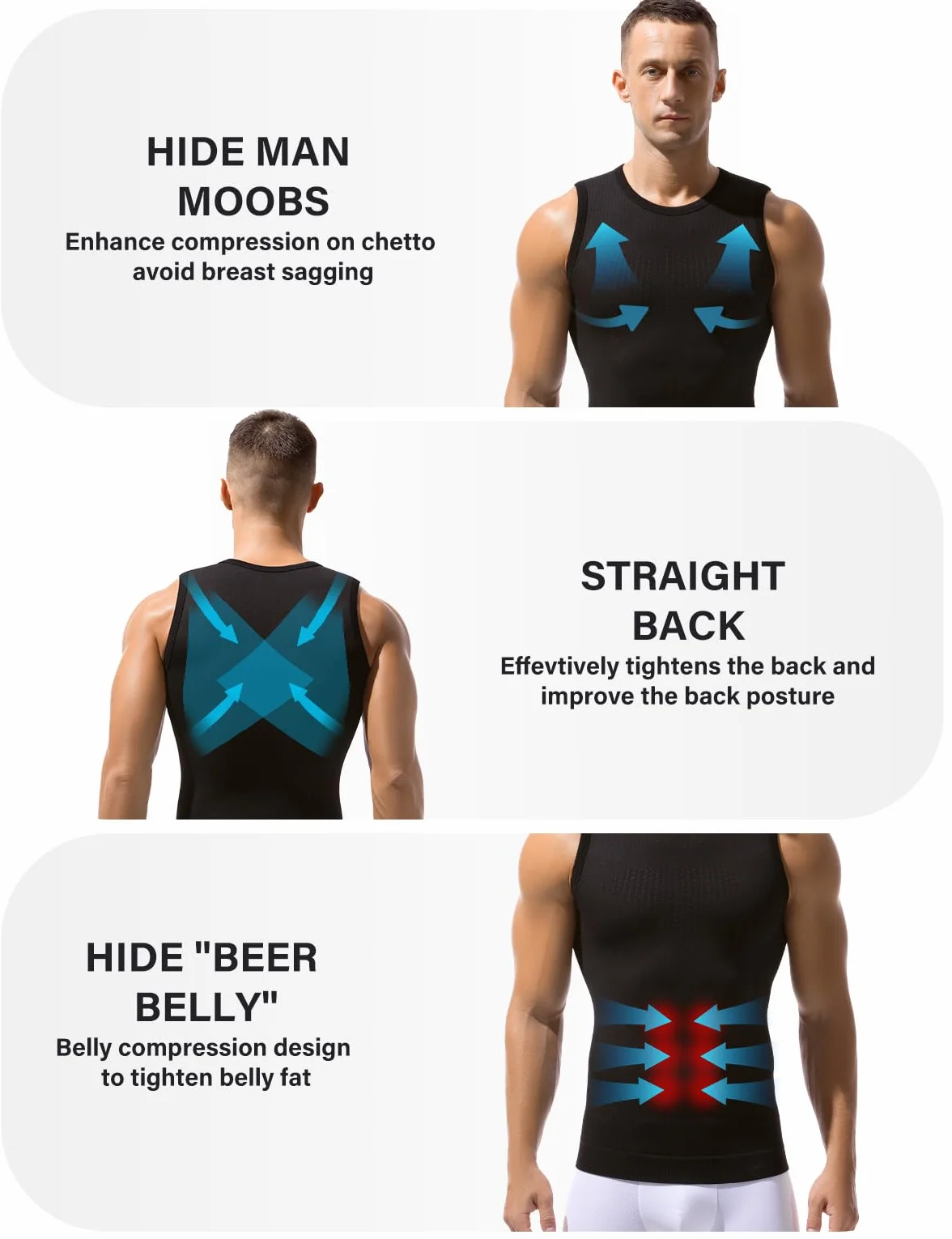 Casey Kevin Shapewear Herren Bauchweg Tank Top Herren Elastische Body Shaper Tight Unterhemden Ärmellos für Einen Flacheren Bauch