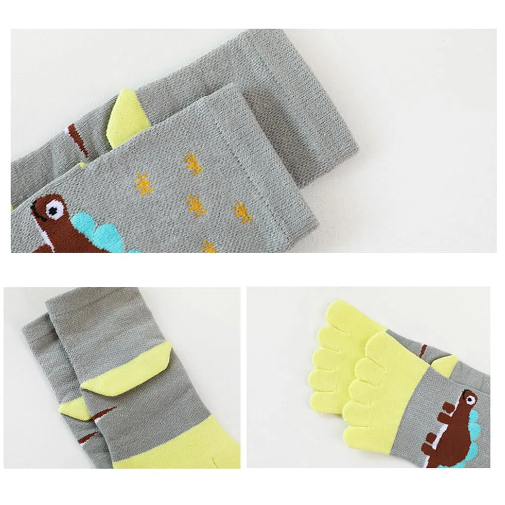 Kinder Fünf Finger Baumwolle Socken Cartoon Tier Atmungsaktive Zehensocken für Jungen Mädchen 1-9 Jahre alt, 5 Paar