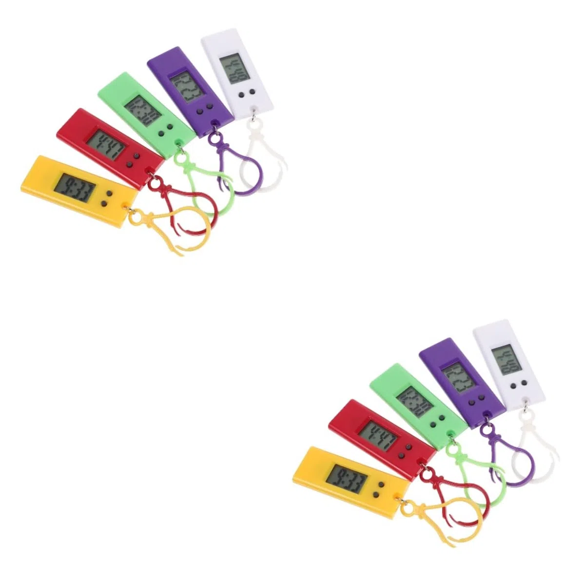 CALLARON 10 Stück Elektronische Schlüsselanhänger Taschenuhren Kleine Einfache Anhängeruhren für Studenten Bunte Zufällige Farben Praktisch Am Rucksack oder Gürtel Tragbar