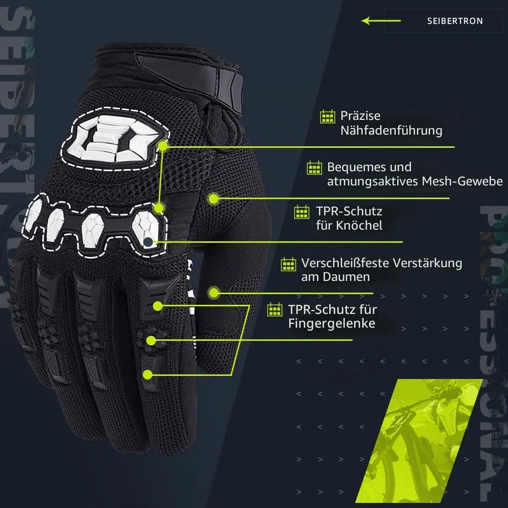 Seibertron Dirtclaw Fahrradhandschuhe, Halbfinger, Gel, gepolstert, rutschfest, stoßfest, für Motorrad, Rennen, BMX, MX, ATV, MTB, Sport, atmungsaktiv, stoßfest, robust