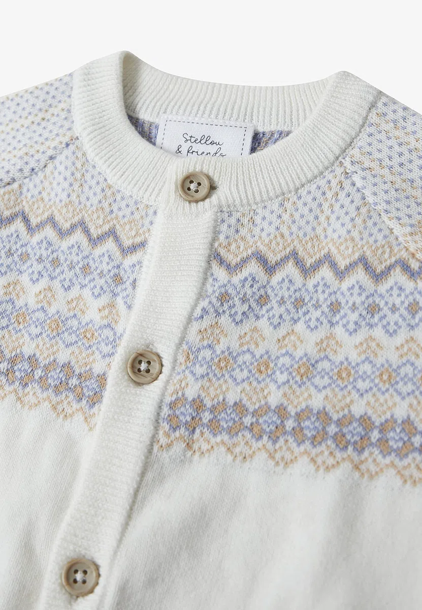 Stellou & friends Baby Cardigan-Strickjacke und Strick-Pullover für Mädchen und Jungen mit Norwegen Muster | Hochwertige Baby-Kleidung aus 100% Baumwolle