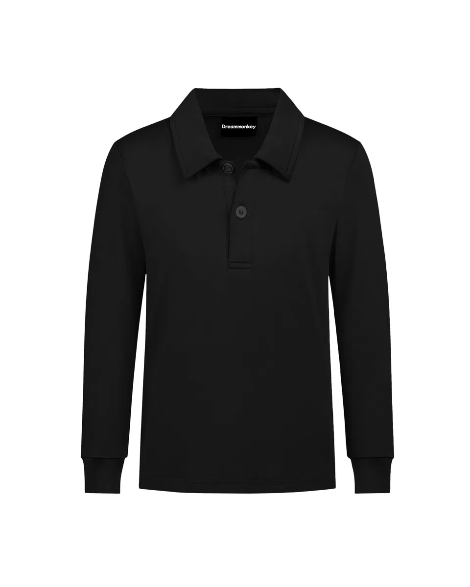 Dreammonkey Kleinkind bis Jugend Jungen Performance Polo Kinder Neon mit Kragen Golf Hemden Langarm Schuluniform