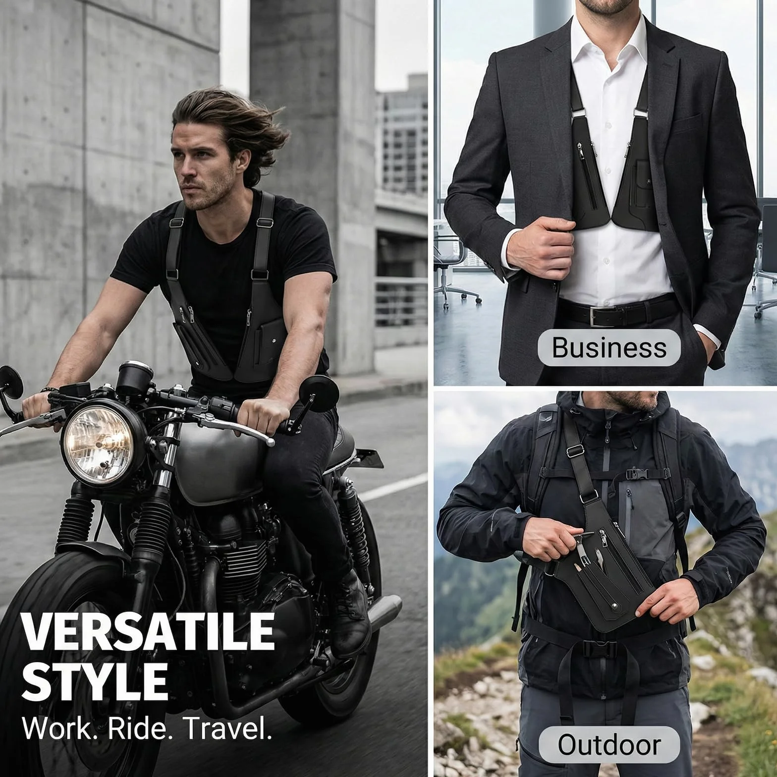 Shoulder Bag Men, Leder Umhängetasche & Diebstahlsichere Unterarmtasche