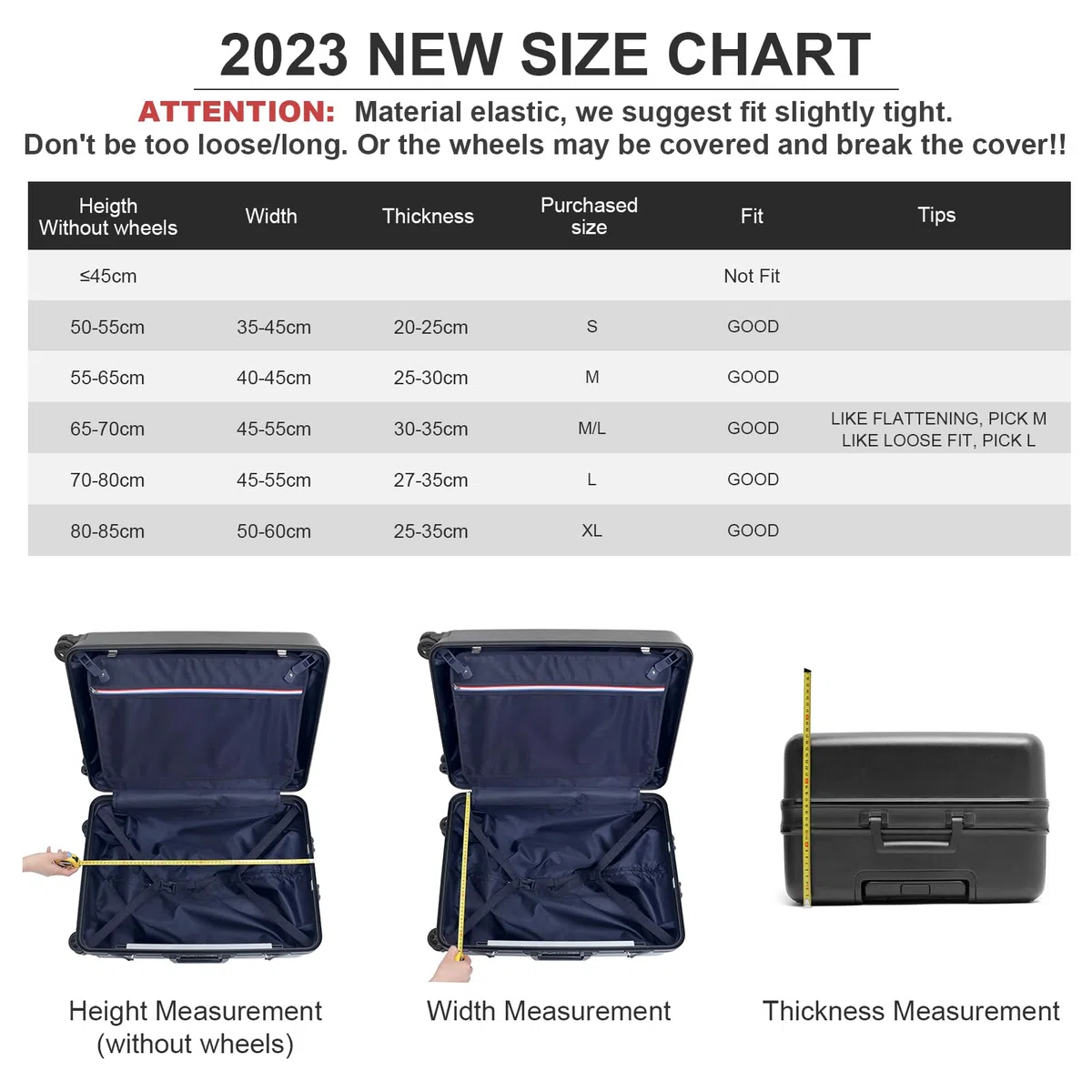 Kofferhülle, 18-32 Zoll, Bambuskohlefaser, Luggage Cover aus Polyester, transparent, Reisegepäck, Trolley Case Cover Protector