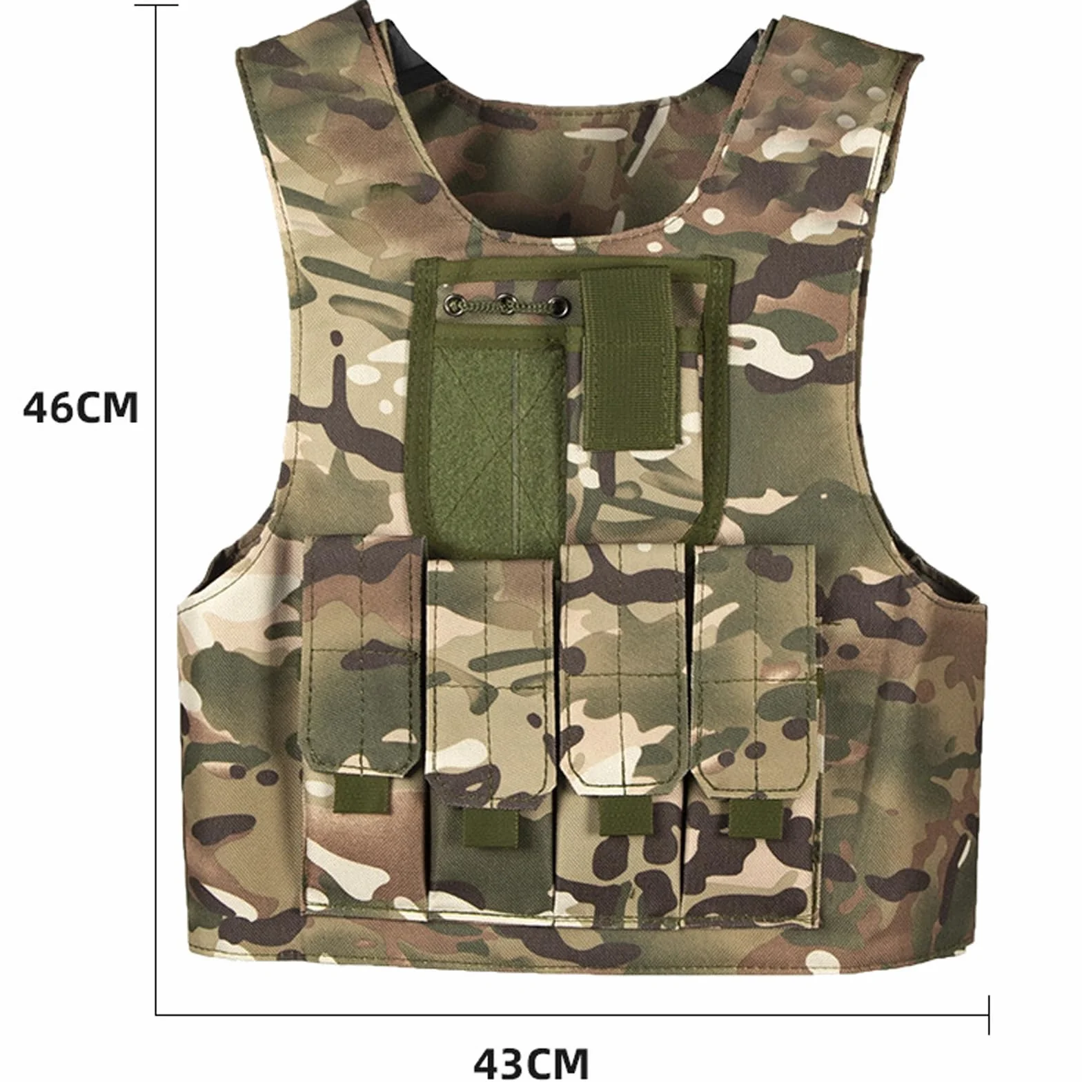Kinder Outdoor Taktikweste Airsoft Militär Camouflage 600D Oxford-Stoff Weste Verstellbar Leicht Bequem für Kampf Wandern Jagd Camping Junge Mädchen