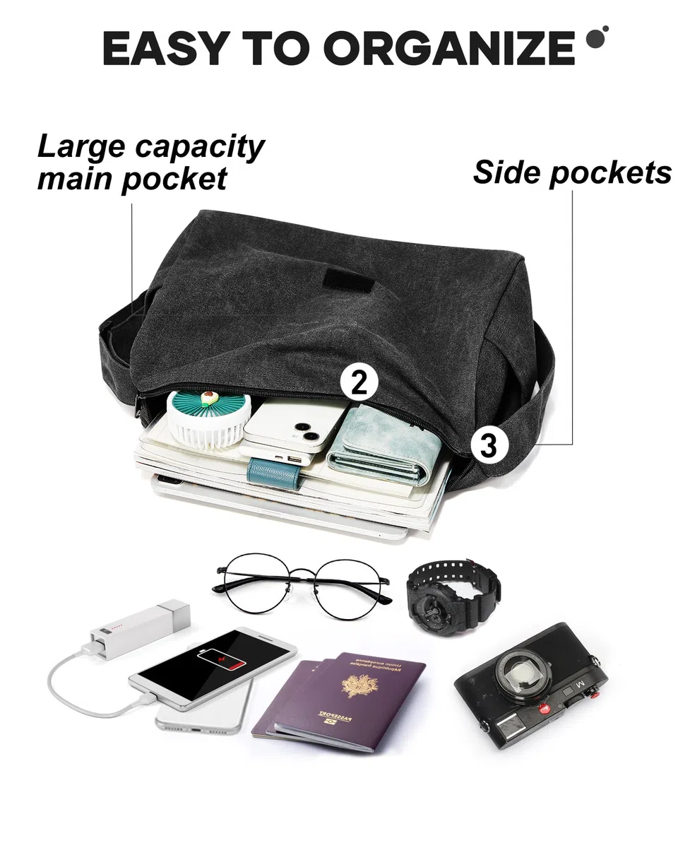 Umhängetaschen Herren aus Canvas, Vintage Canvas Messenger Bag, Laptoptasche 15.6 Zoll Arbeitstasche Herren, Lehrertasche Herren Tasche Männer