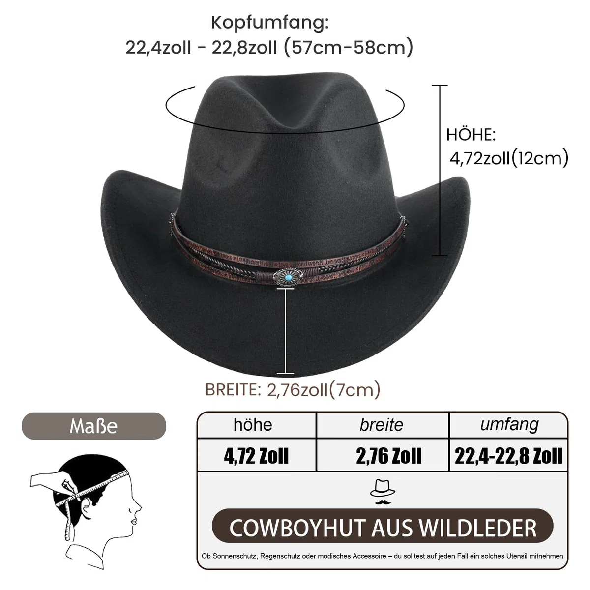 Zweiteiliges Set aus Cowboyhut und Kopftuch für Damen und Herren, Vintage-Cowboy-Accessoires, Outdoor-Hut mit breiter Krempe, ideal für Partys. Das Set enthält einen Vintage-Cowboyhut und ein Kopftuch