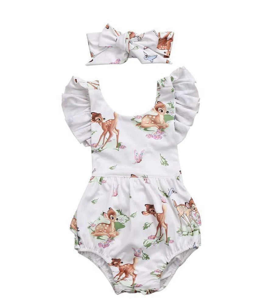 SAMGU Baby Spielanzug Kleinkinder Sommer Schmetterling Stirnband Ärmellose Outfit Sets für 0-18 Monate
