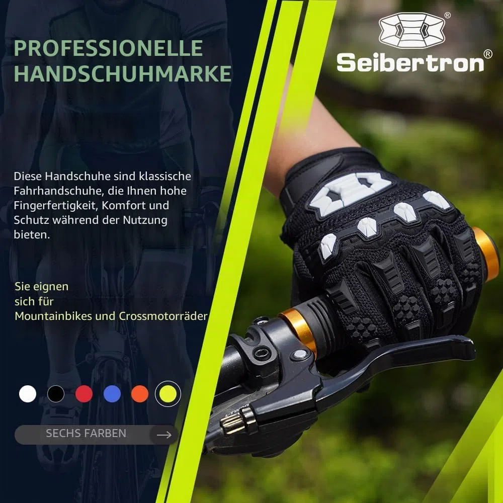 Seibertron Dirtclaw Fahrradhandschuhe, Halbfinger, Gel, gepolstert, rutschfest, stoßfest, für Motorrad, Rennen, BMX, MX, ATV, MTB, Sport, atmungsaktiv, stoßfest, robust