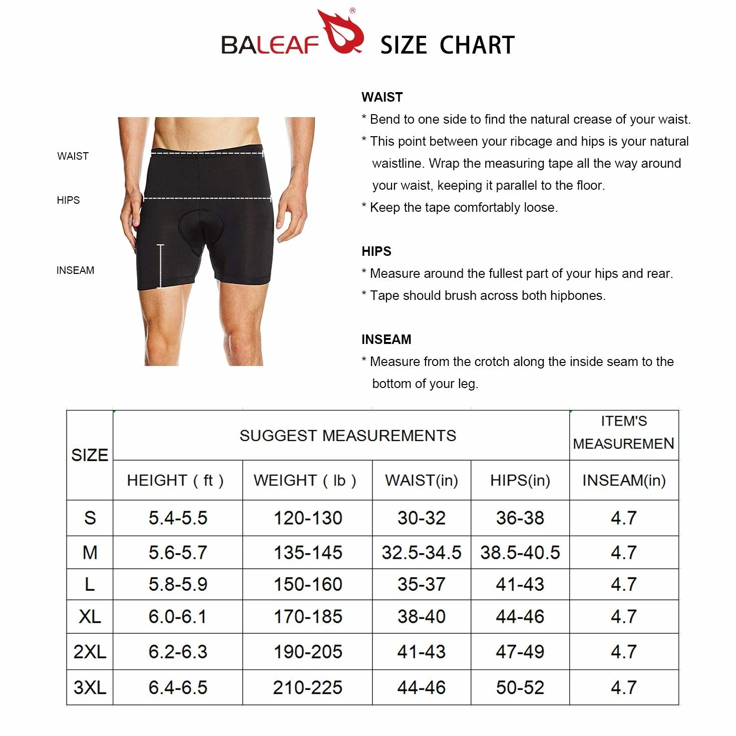 baleaf Fahrradhose Herren Radunterhose Gepolstert Radlerhose Gepolstert Fahrrad Unterhosen Radhose Kurz Radlerunterhose Fahrradbekleidung Orange XXL