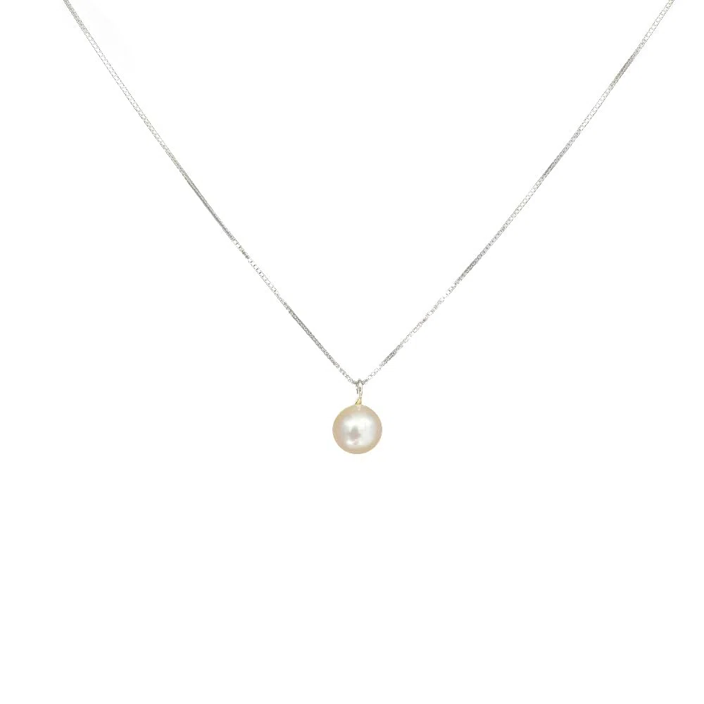 Halskette aus natürlichen Perlen, Perlenkette mit echt Silberkette und echt Perlen Weiß für Damen und Mädchen Elegant