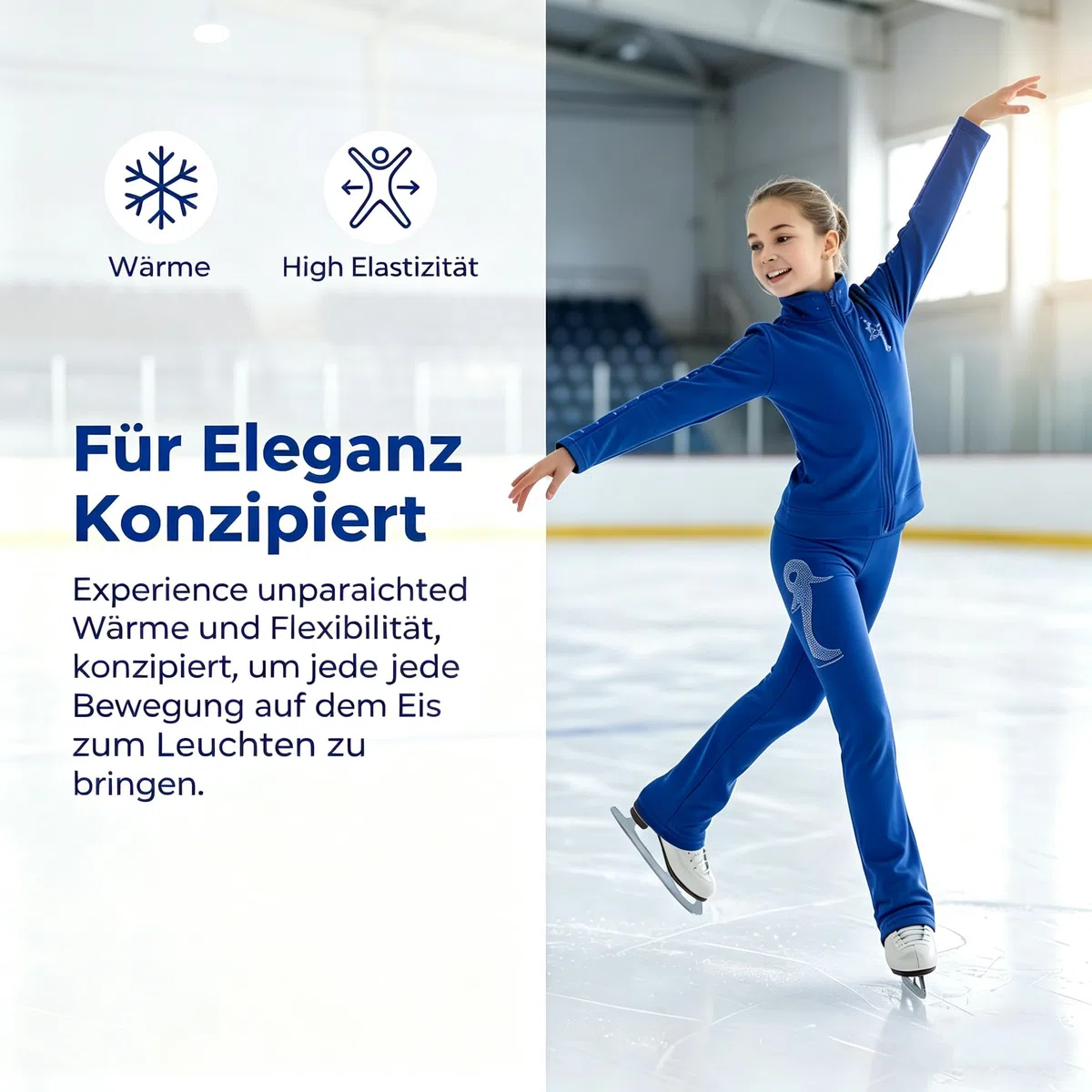 Mädchen Eiskunstlauf Trainingsanzug, fleecegefüttert, warmes Eissport Outfit
