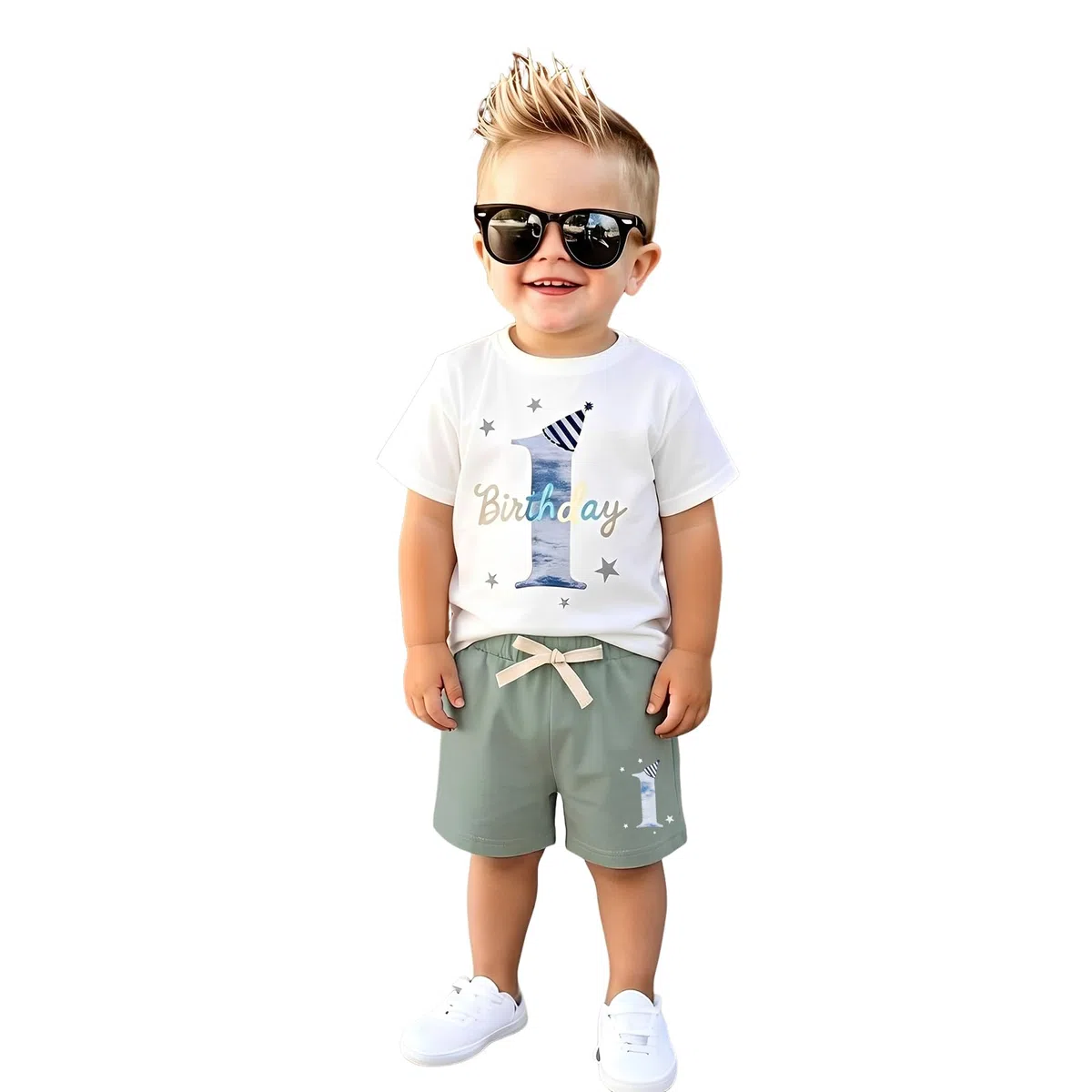 1. Geburtstag Junge Babykleidung Bekleidungssets für Baby Sommer Outfit Jungen T-Shirt und Shorts Kinder Set Erster Geburtstags Kleidung Kleinkind Kostüm Rundhals Kurzarm Outfits