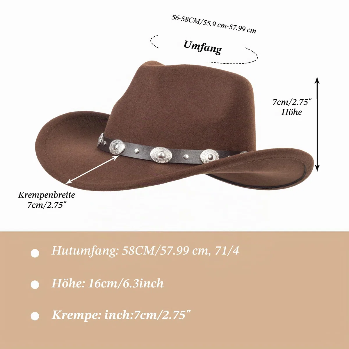 INOGIH Women Men Western Cowboy Cowgirl Hat Fedora with Pull-on Closure Outdoor Wide Brim Fedora Hat