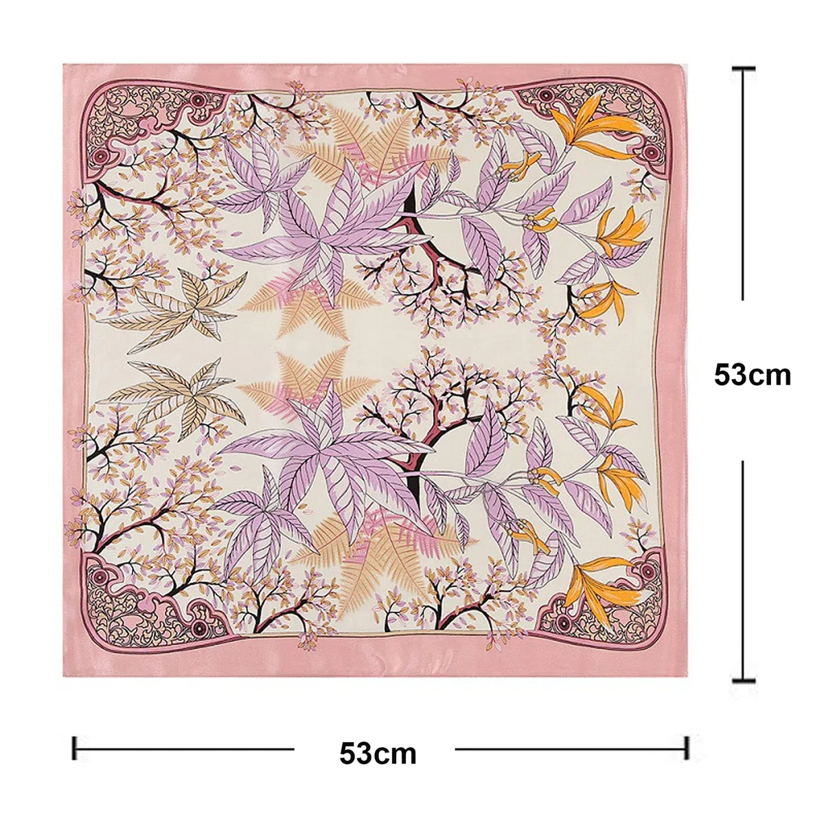 ZhaoCo 100% Natürliche Maulbeerseide Schal, 53x53cm Seidentuch Grafikdruck Klein Weich Quadratisch Seidenschal für Damen