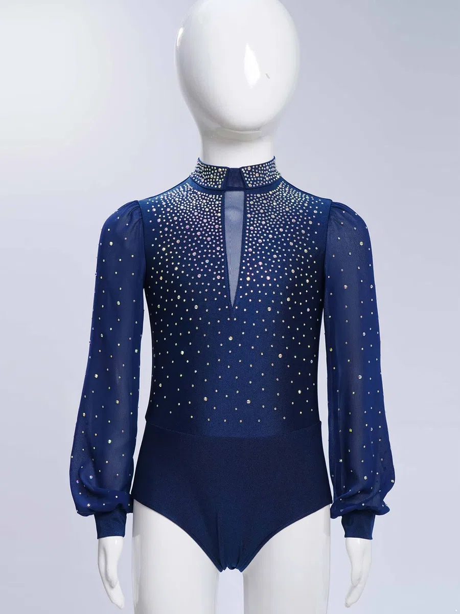 Jungen Kind Gymnastikanzug Ballettanz Latin Dance Strass Outfit Eiskunstlauf Wettbewerb Aufführung