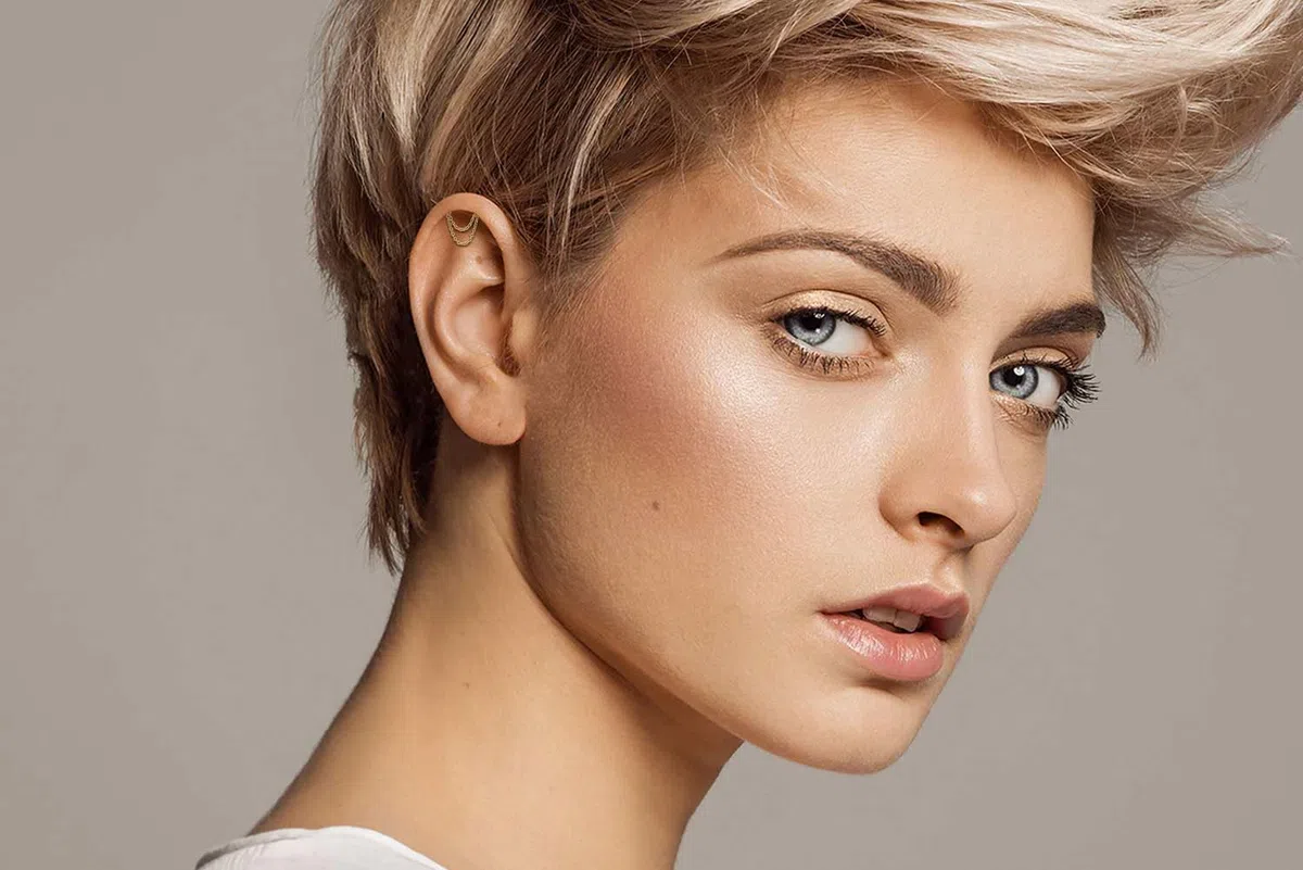 PIERCINGLINE Titan Schraubaufsatz mit Außengewinde BOGEN + 2 KETTEN Piercing Ohr Hidden Helix Farbauswahl