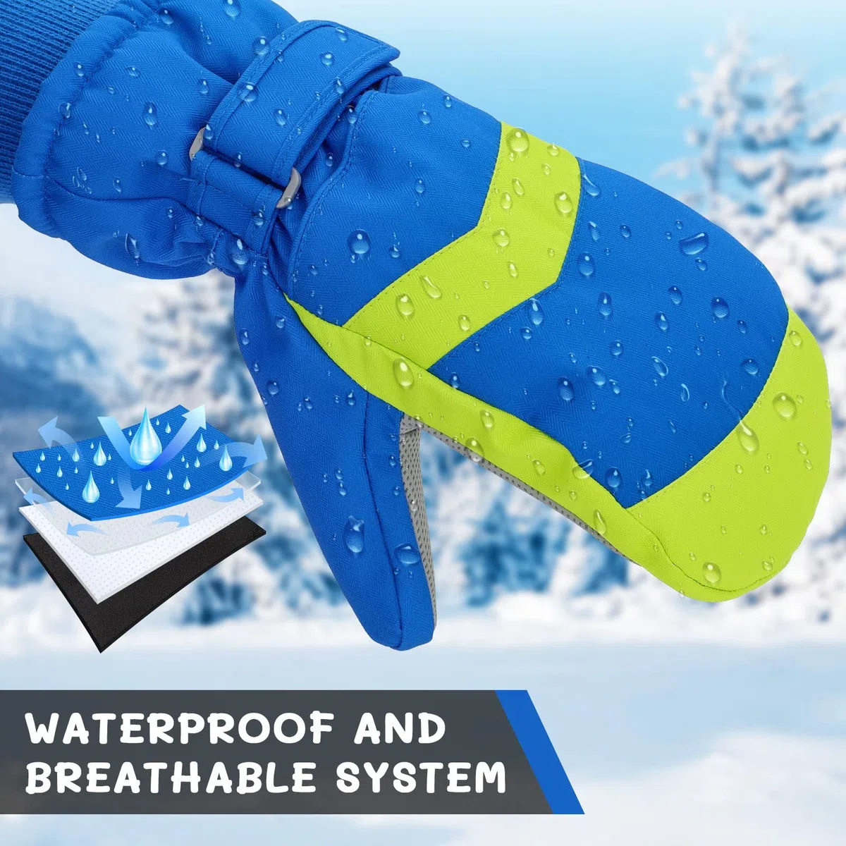 Homord Skihandschuhe Kinder, Wasserdicht Handschuhe Winterhandschuhe für Jungen und Mädchen, Warme Fäustlinge Handschuhe Atmungsaktiv Winter Thinsulate Schneehandschuhe für 4-14 Jahre Kinder