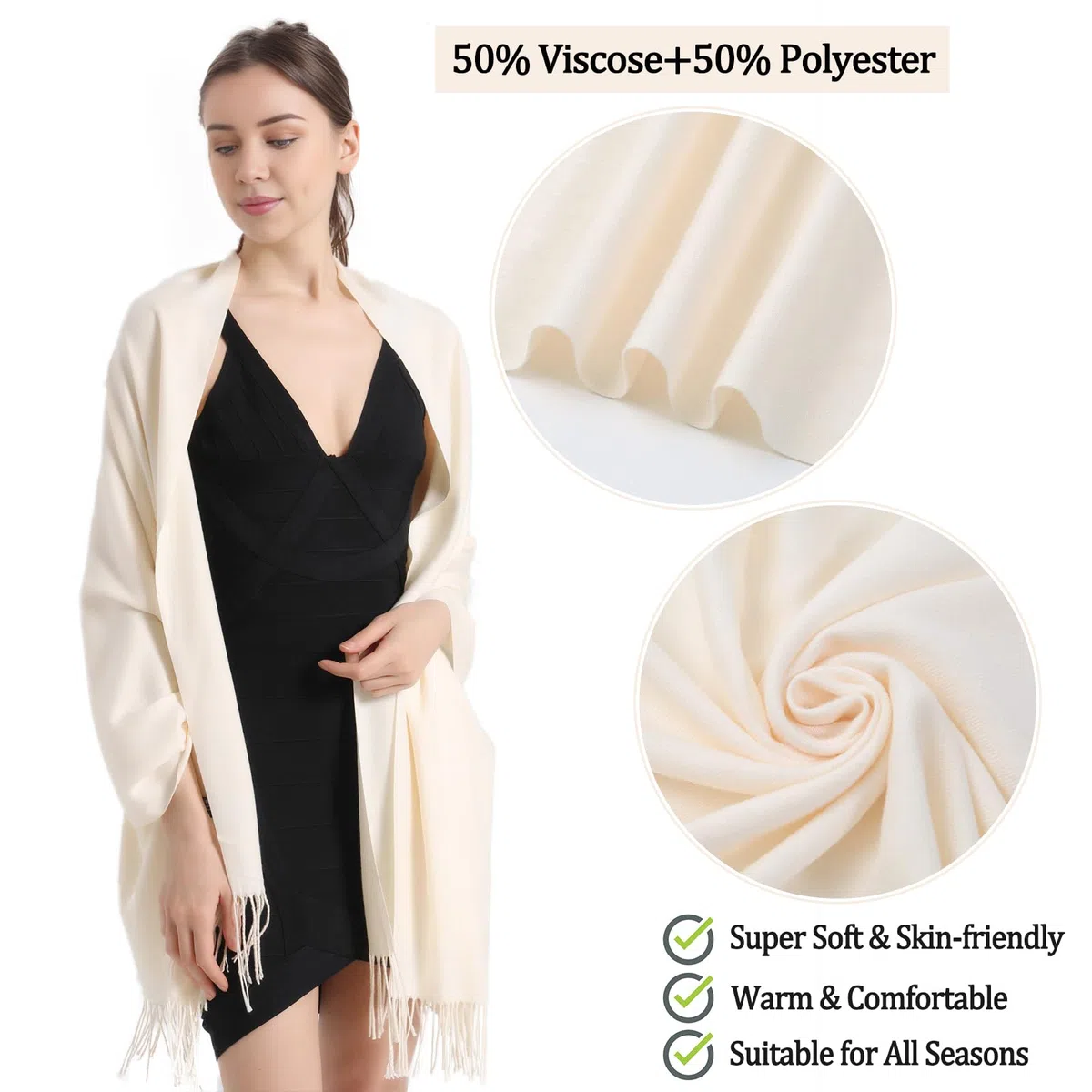 vimate Damen Pashmina Stola und Schal, Soft Tücher und Wickel für Abendkleider Pashmina Schals tücher für Frauen Blanket Scarf